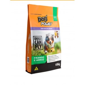 Ração Dog Power Dogs Can Fly para Cães Adultos Sênior sabor Frango e Arroz - 3kg/15kg